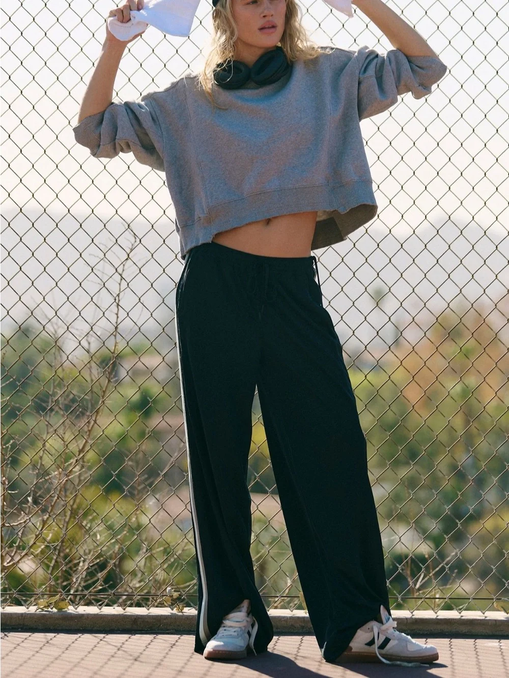 Free People One on One Mesh Pants Athleisure Gym Stripe Track